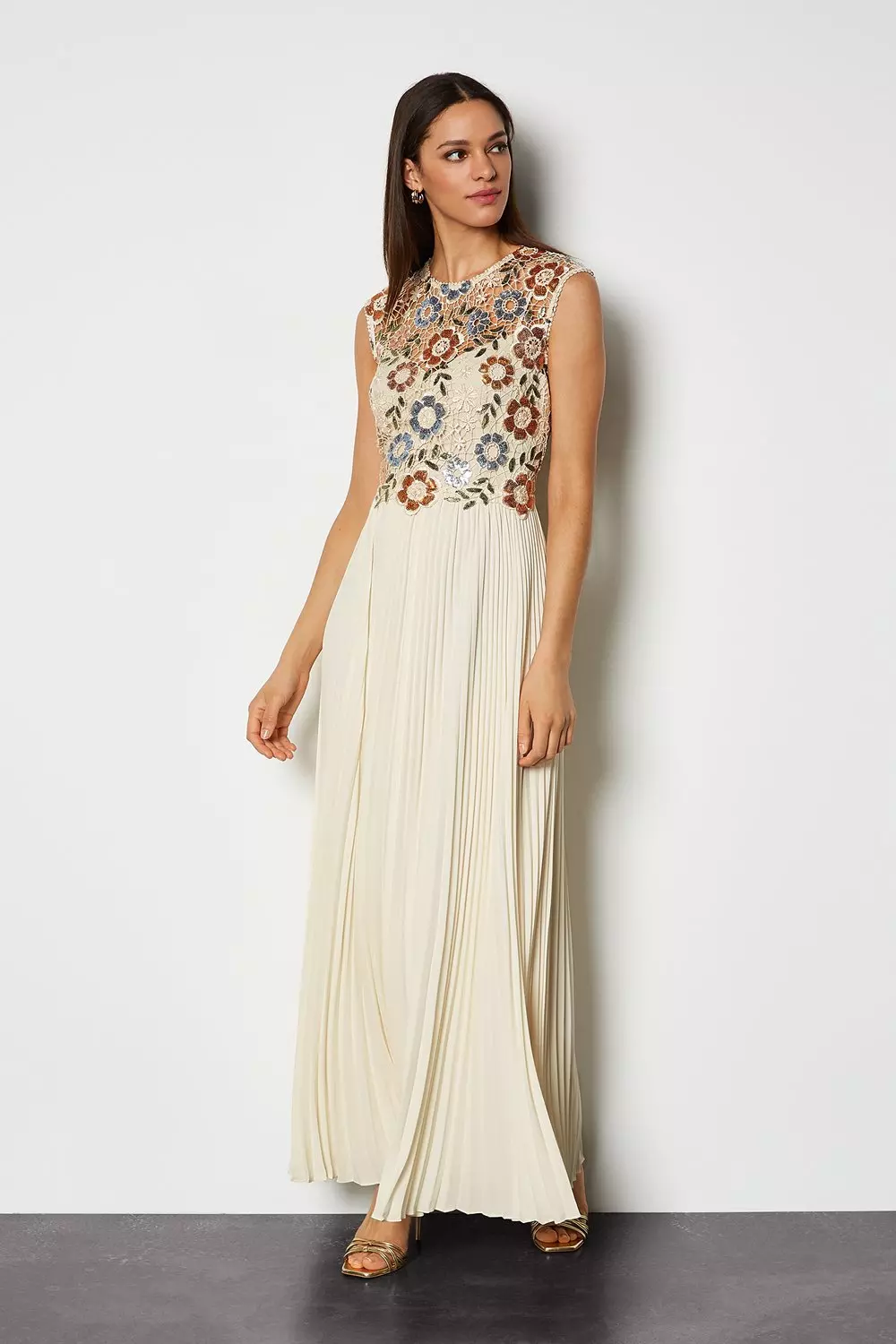 sequin lace maxi dress