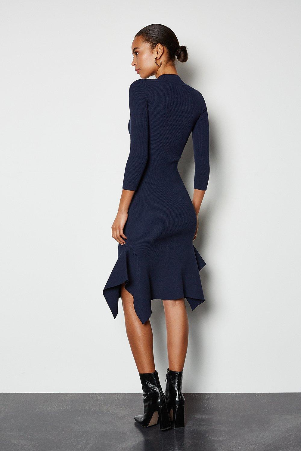 karen millen ribbed knit bodycon dress