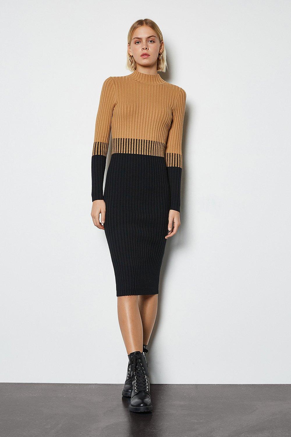 karen millen colourblock knit dress