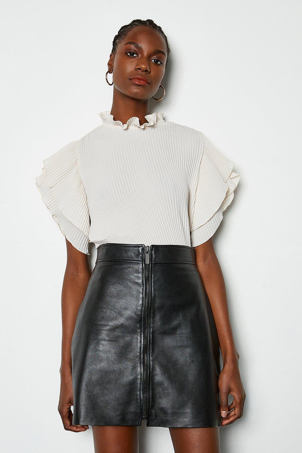 karen millen leather mini skirt