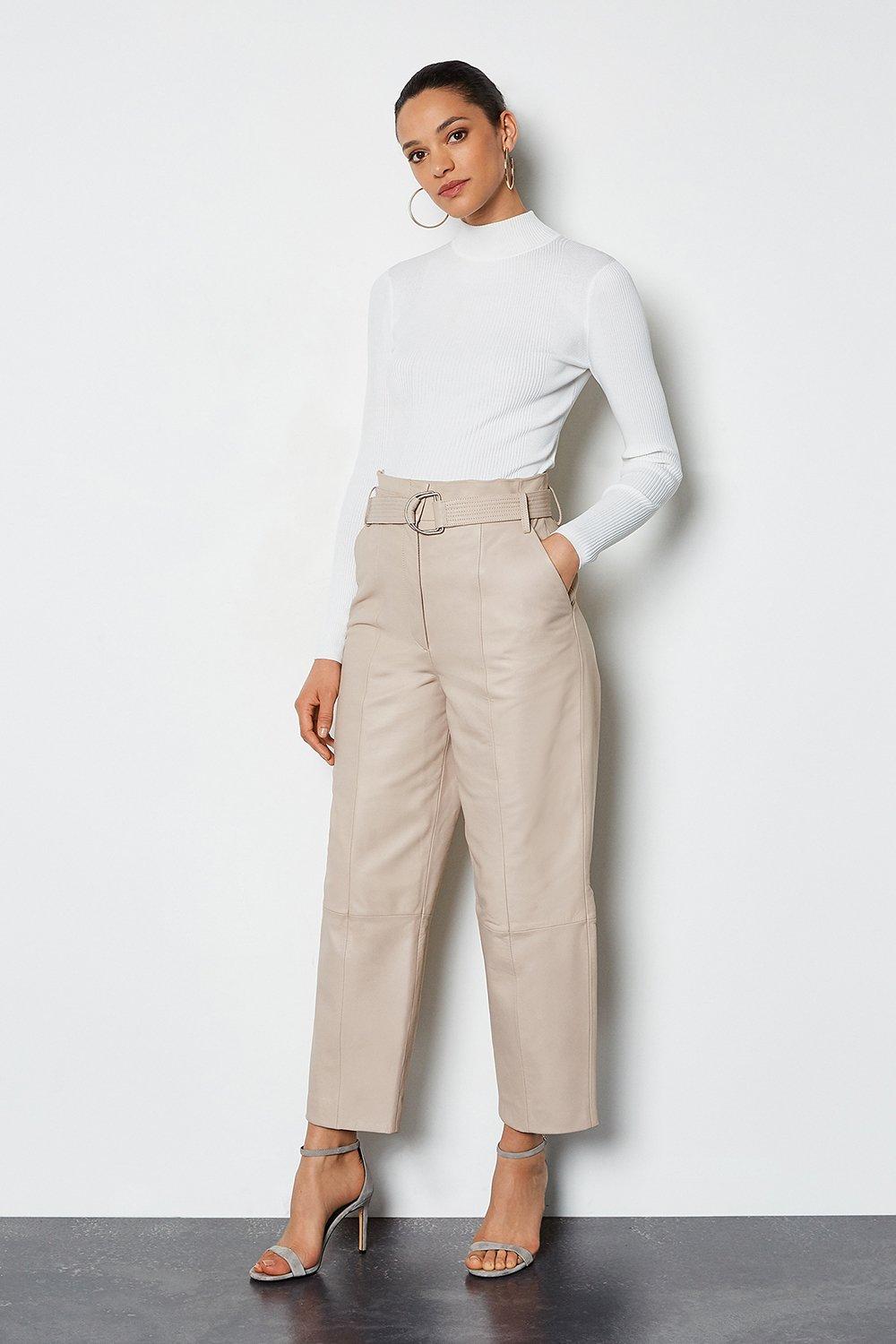 taupe leather pants