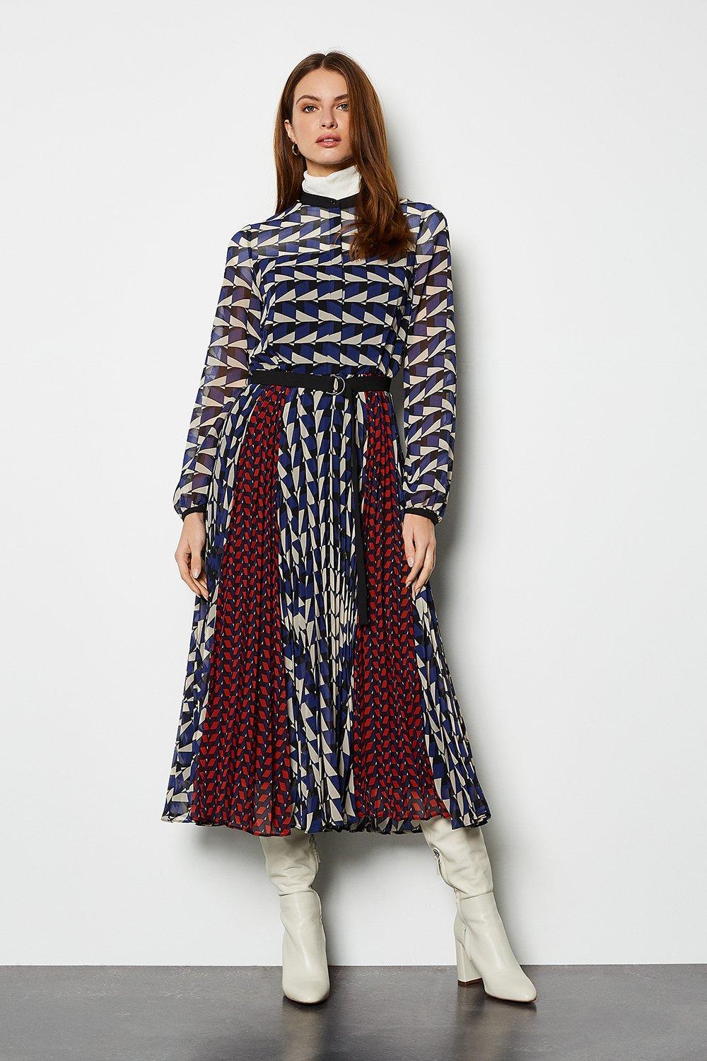 geo print midi dress