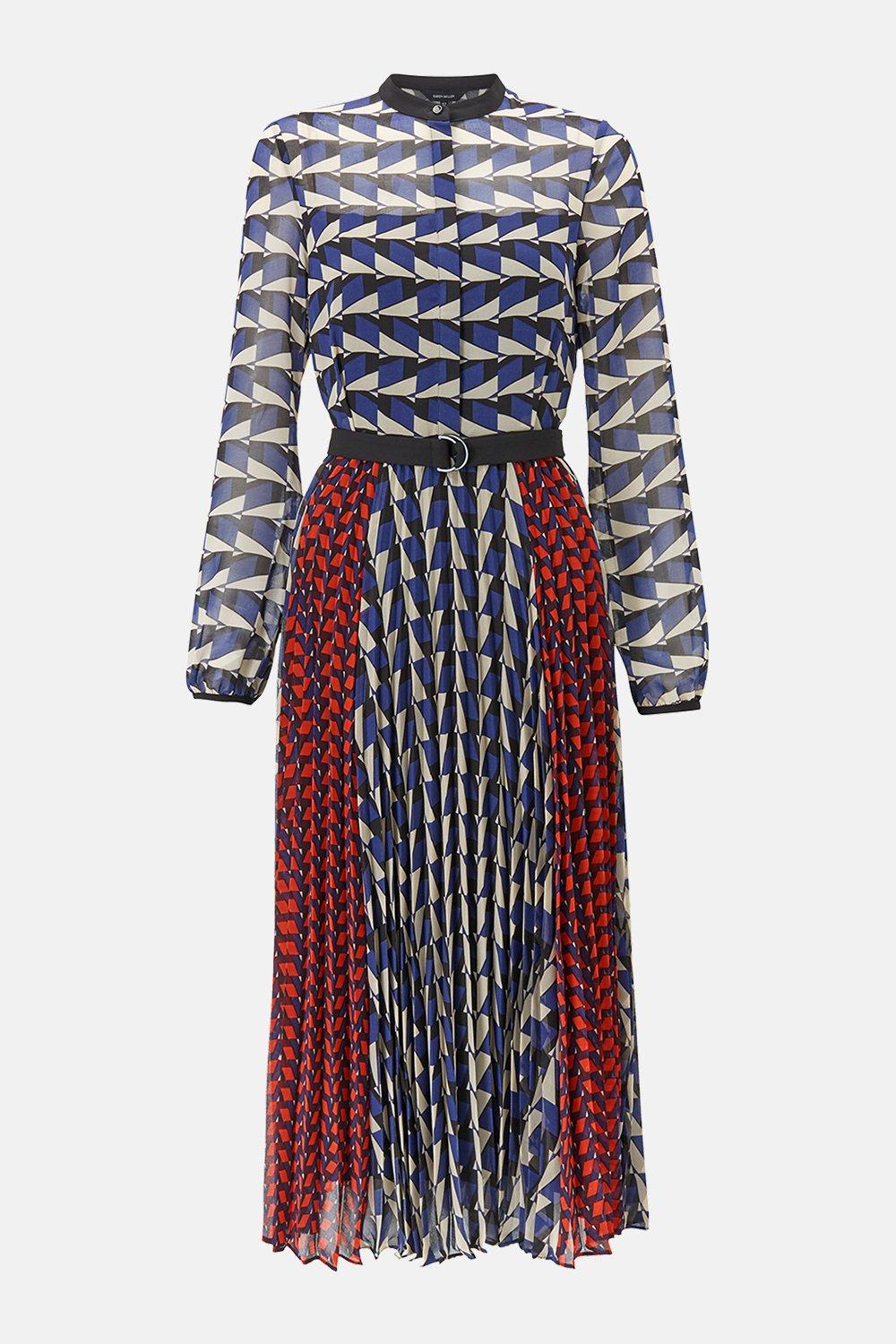 geometric print midi dress