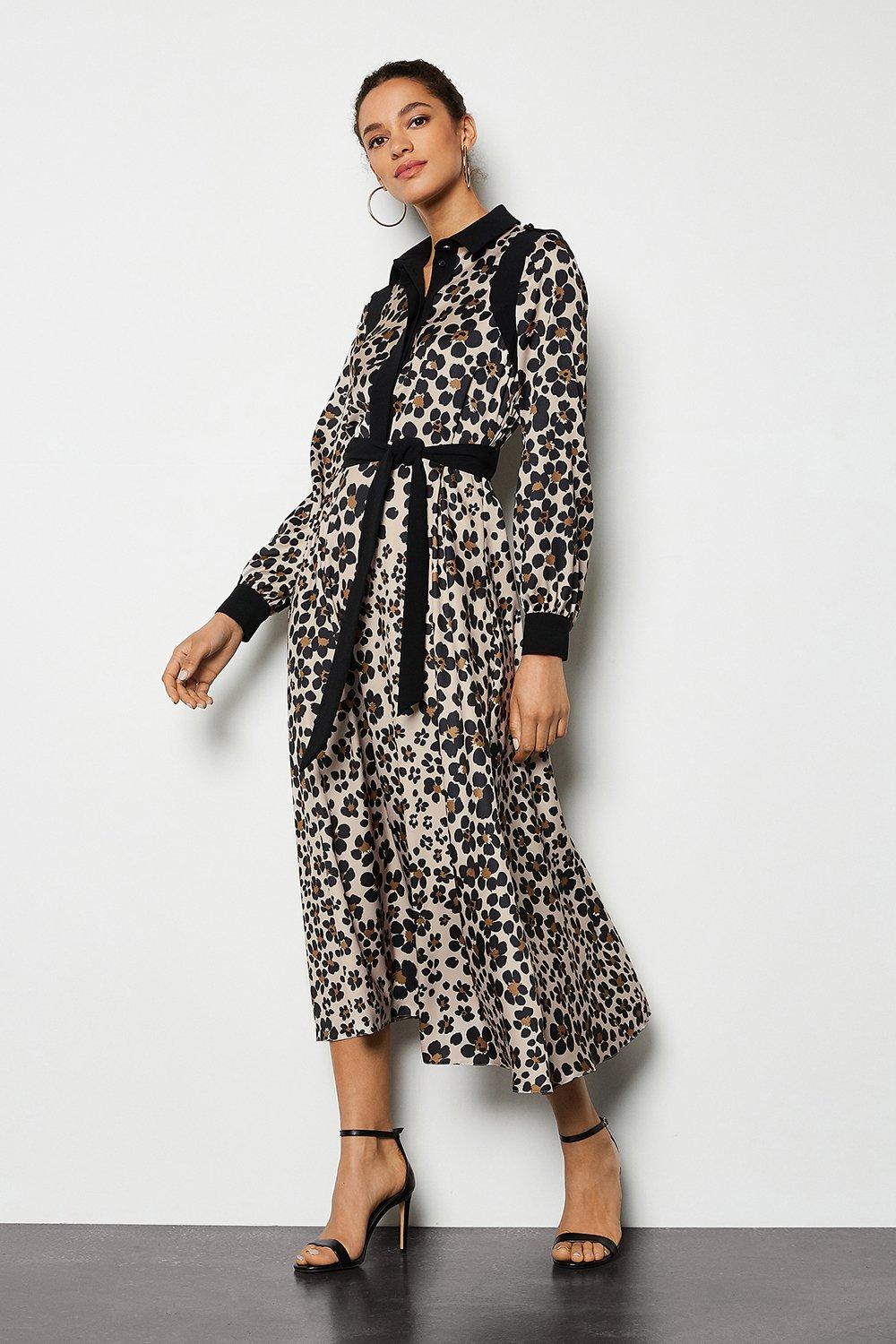 long leopard shirt dress