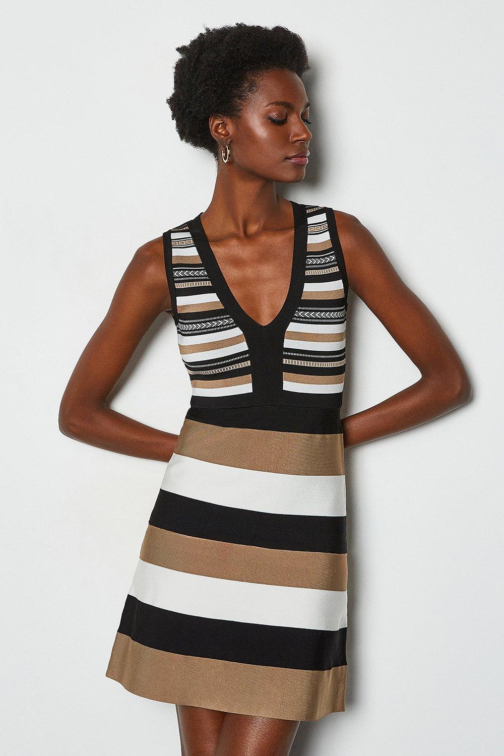 karen millen stripe knit dress