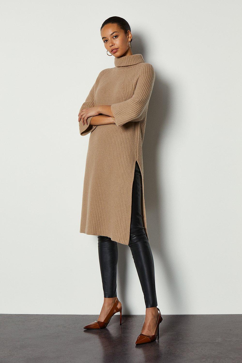 roll neck wool dress