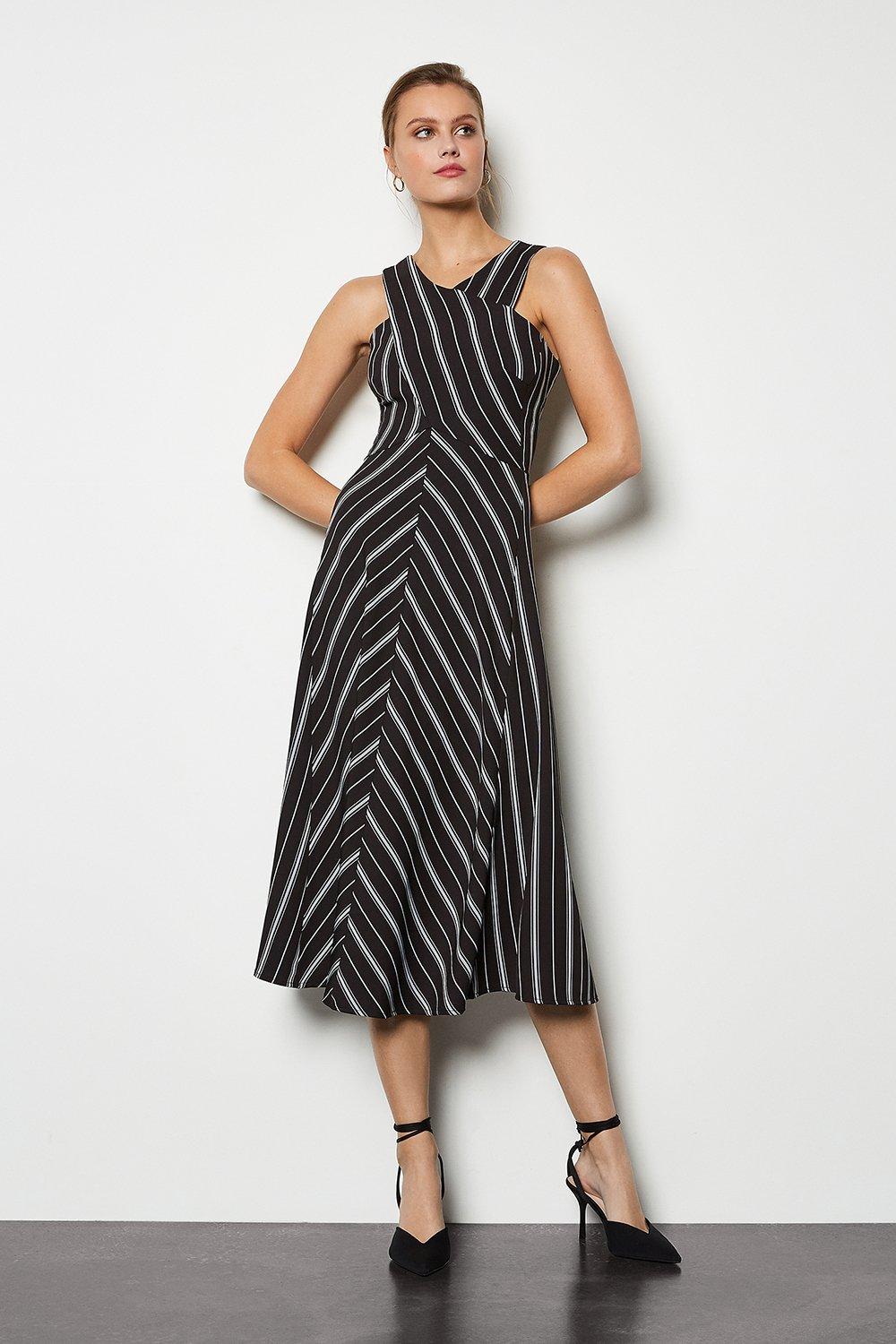 karen millen black white striped dress