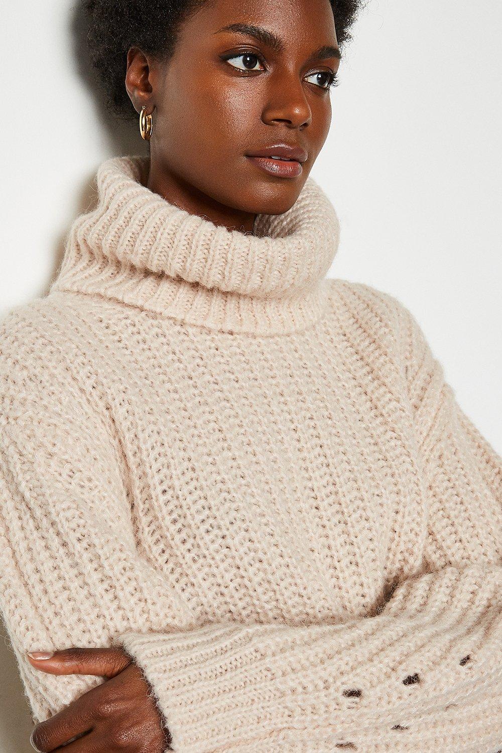 cream oversized roll neck jumper