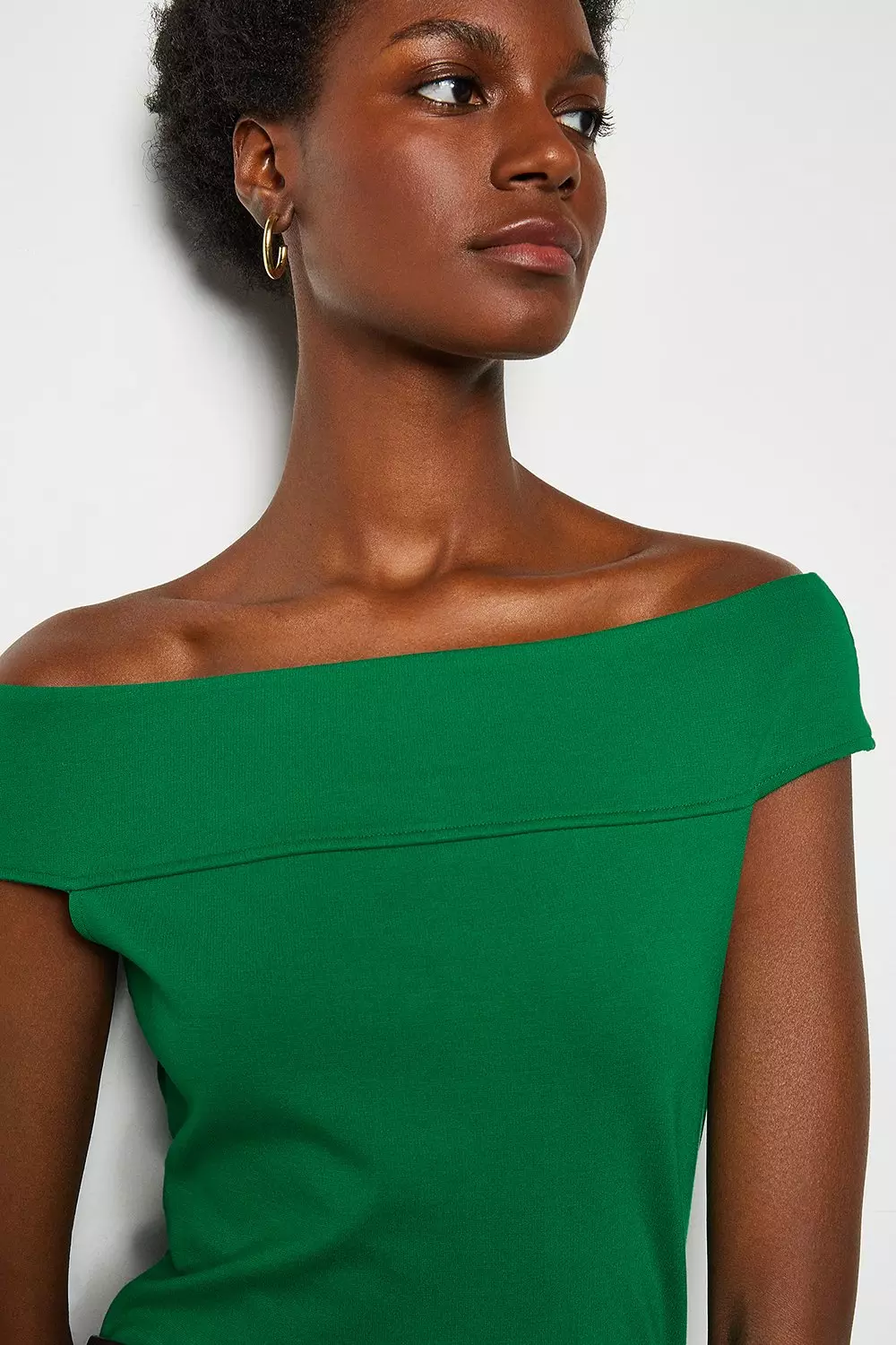 Green off best sale the shoulder shirt