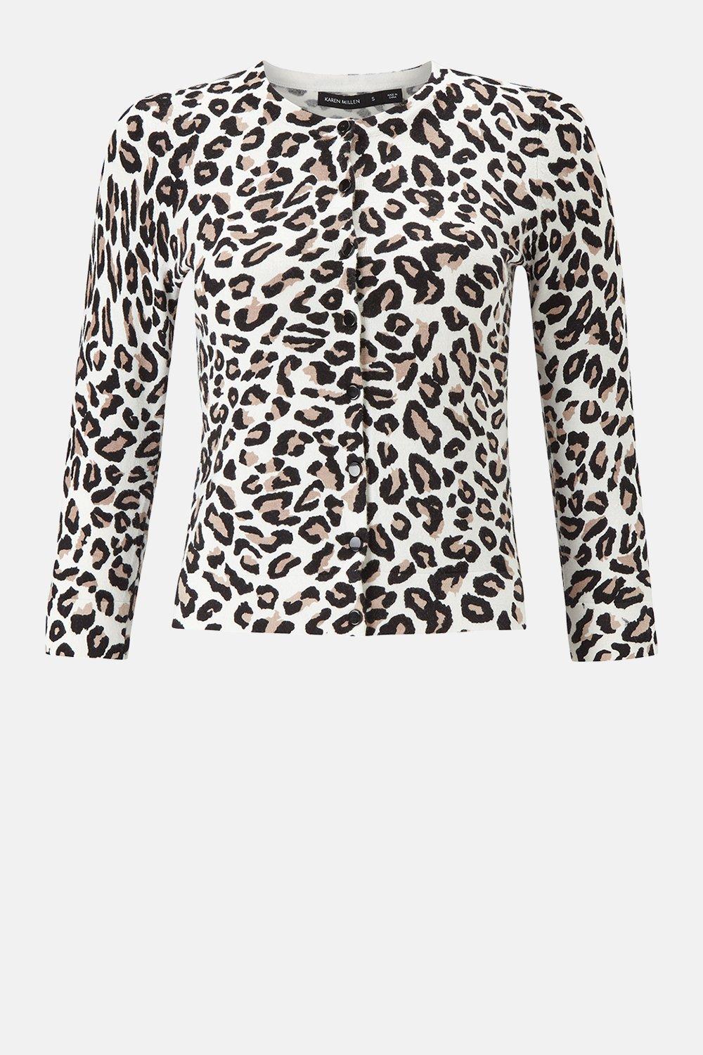 white leopard print cardigan
