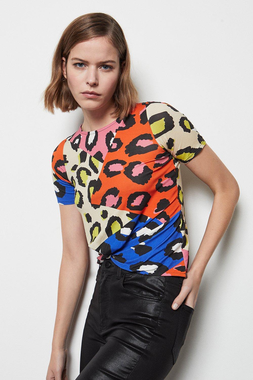 karen millen colour block leopard print dress