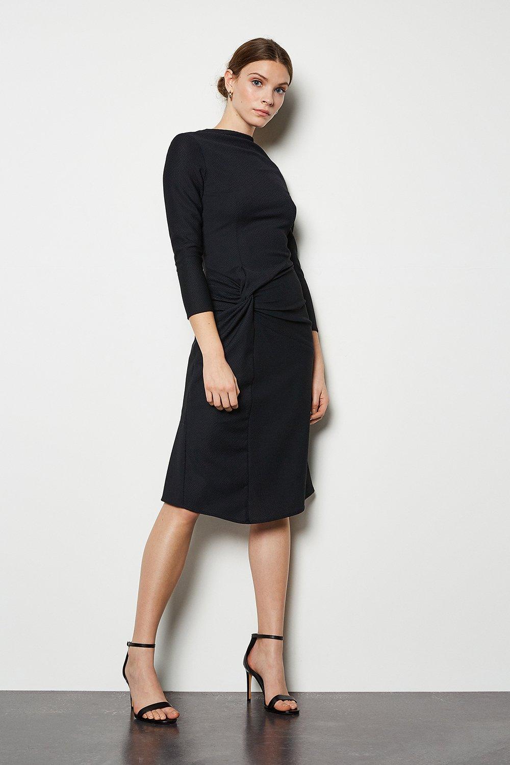 Drape Textured Jersey Dress | Karen Millen