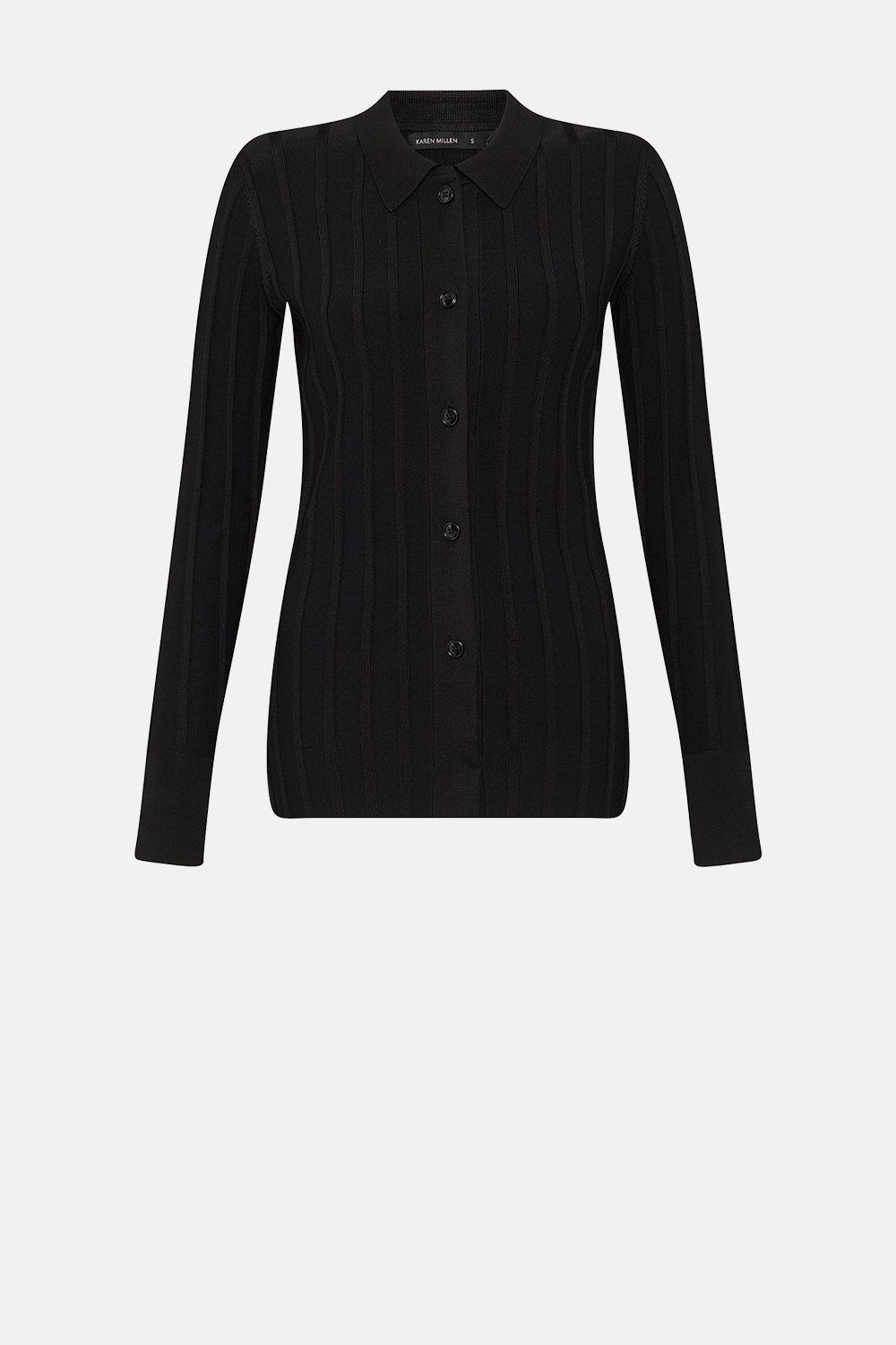 black rib knit cardigan