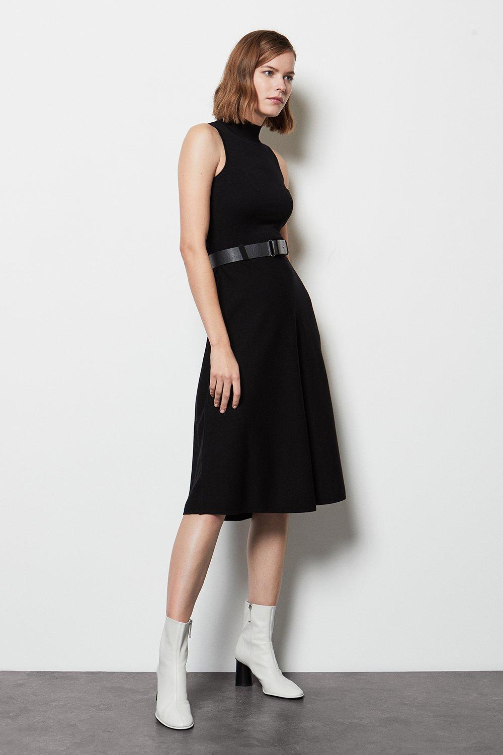 midi black knit dress