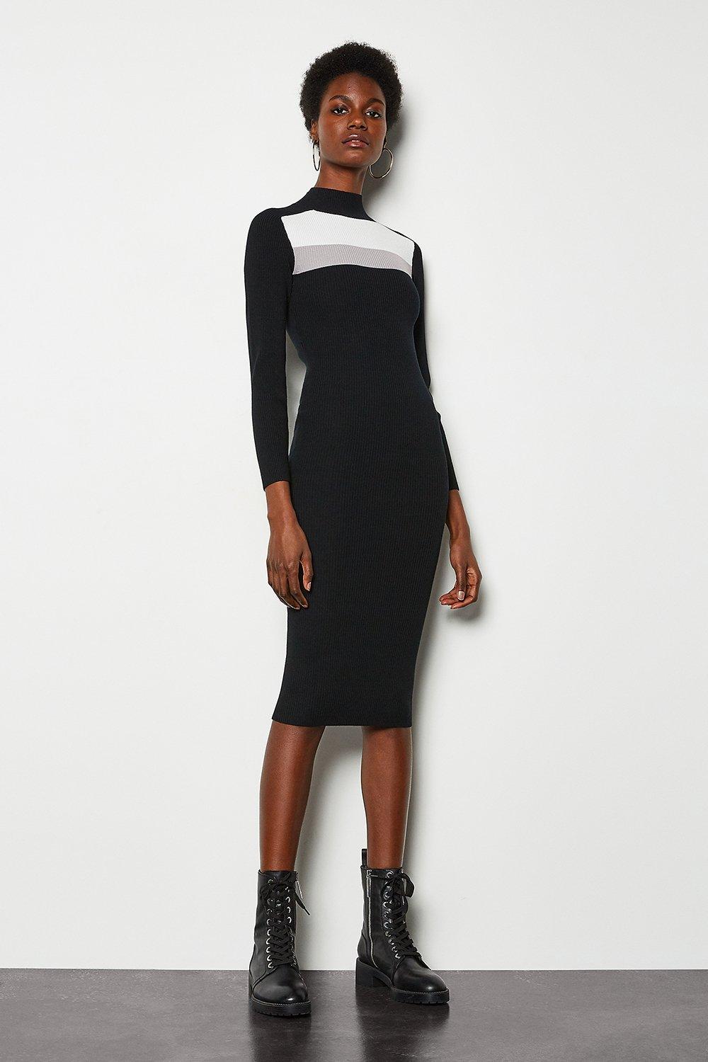 karen millen colourblock knit dress