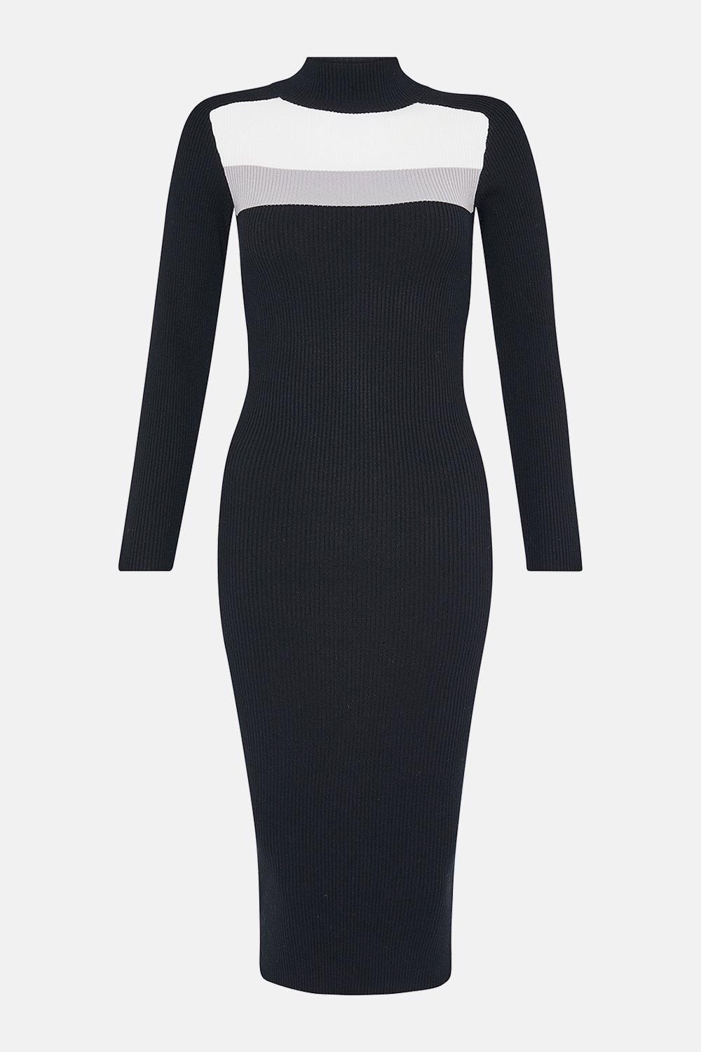 karen millen colourblock knit dress