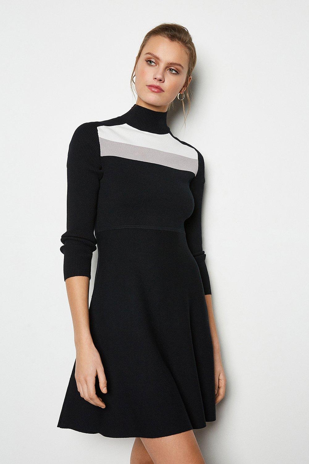 karen millen colourblock knit dress