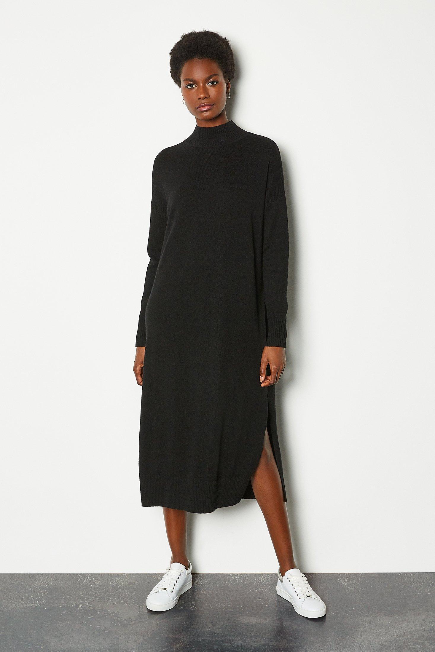 oversized black midi dress