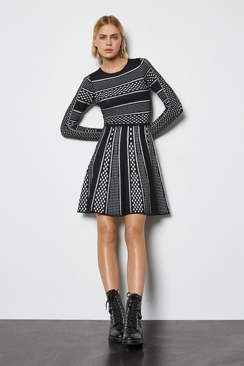 karen millen black white striped dress