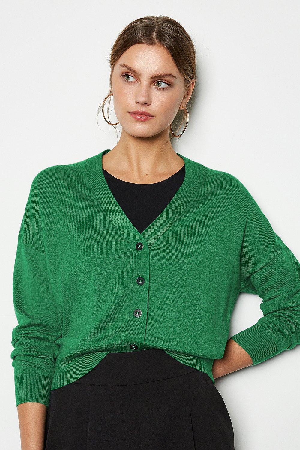 green cardigan