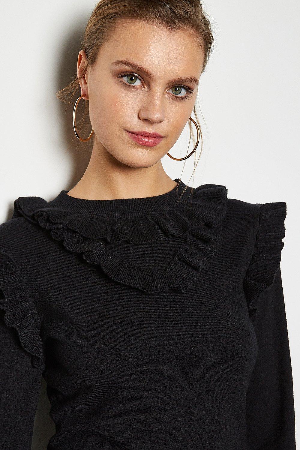 ruffle black jumper