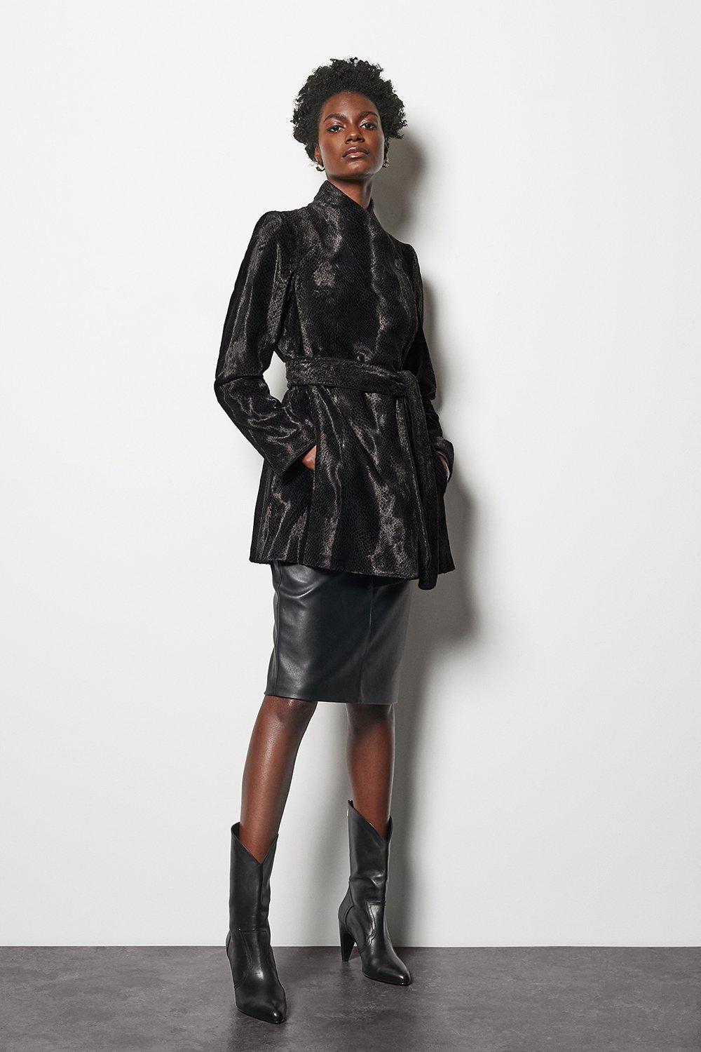 karen millen black fur coat