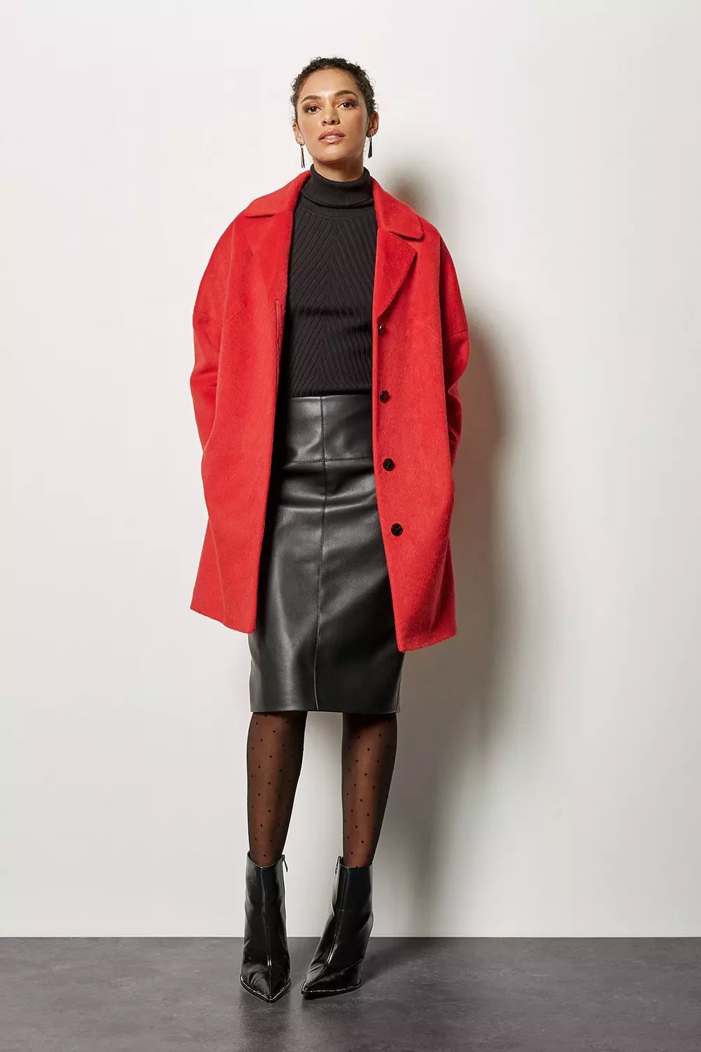 Mango red cheap wool coat