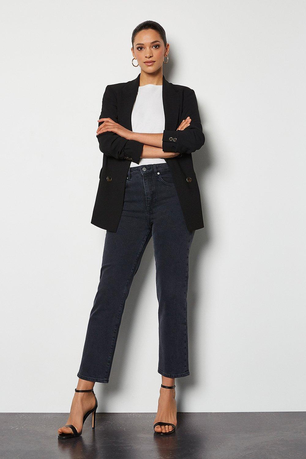 grey straight leg jeans