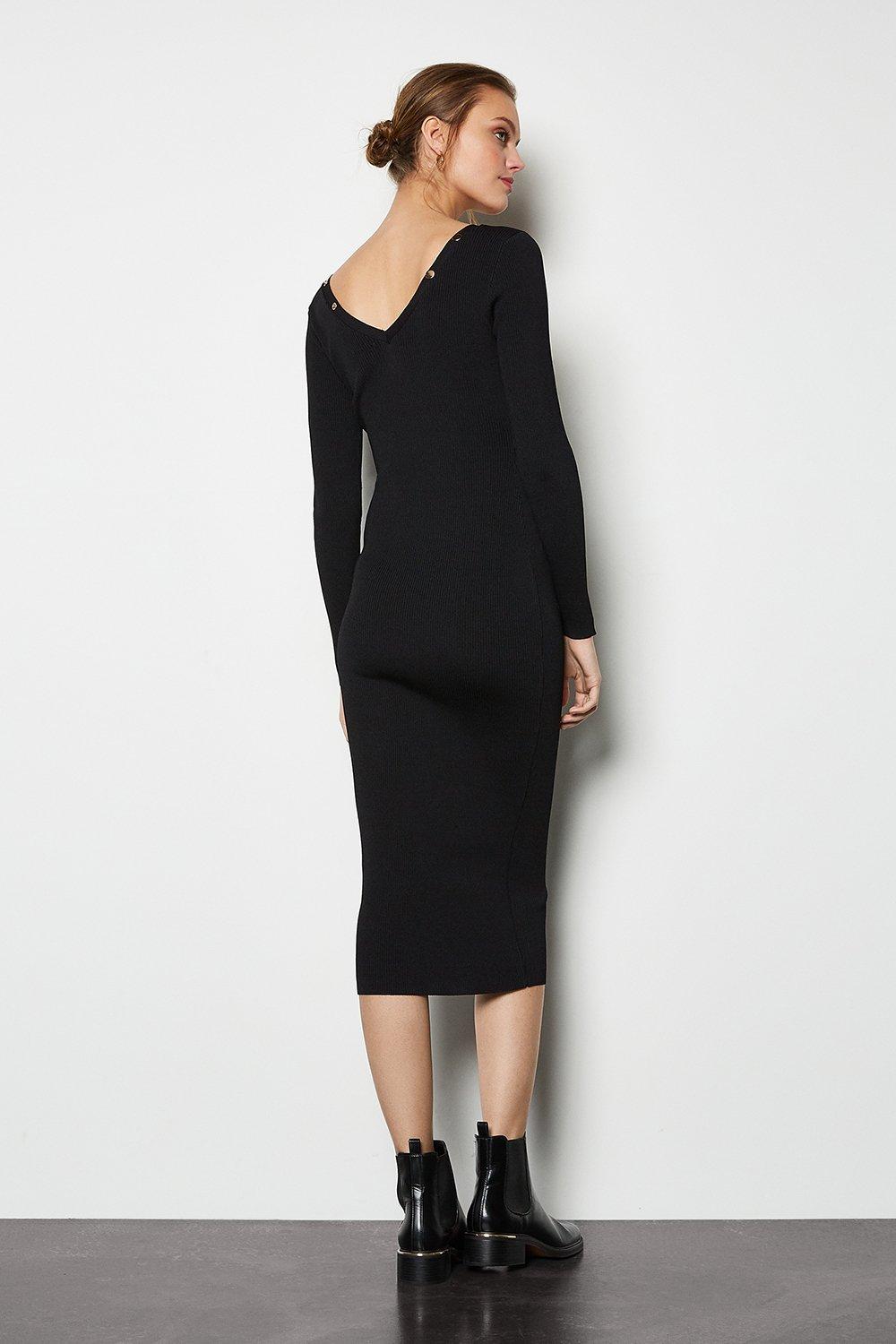 ribbed popper midi dress