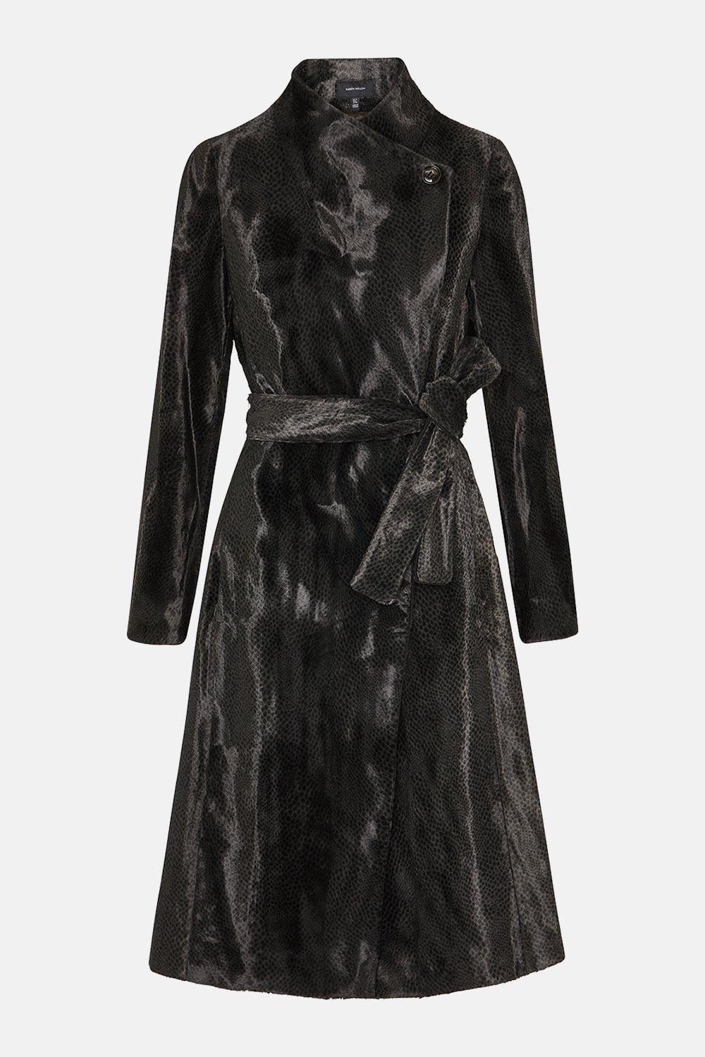 karen millen pony coat black
