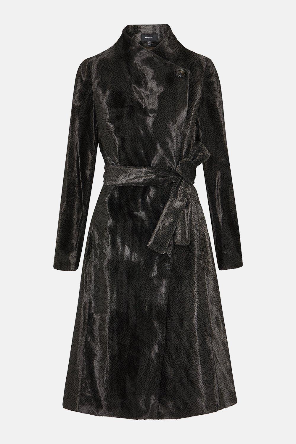 karen millen black pony coat