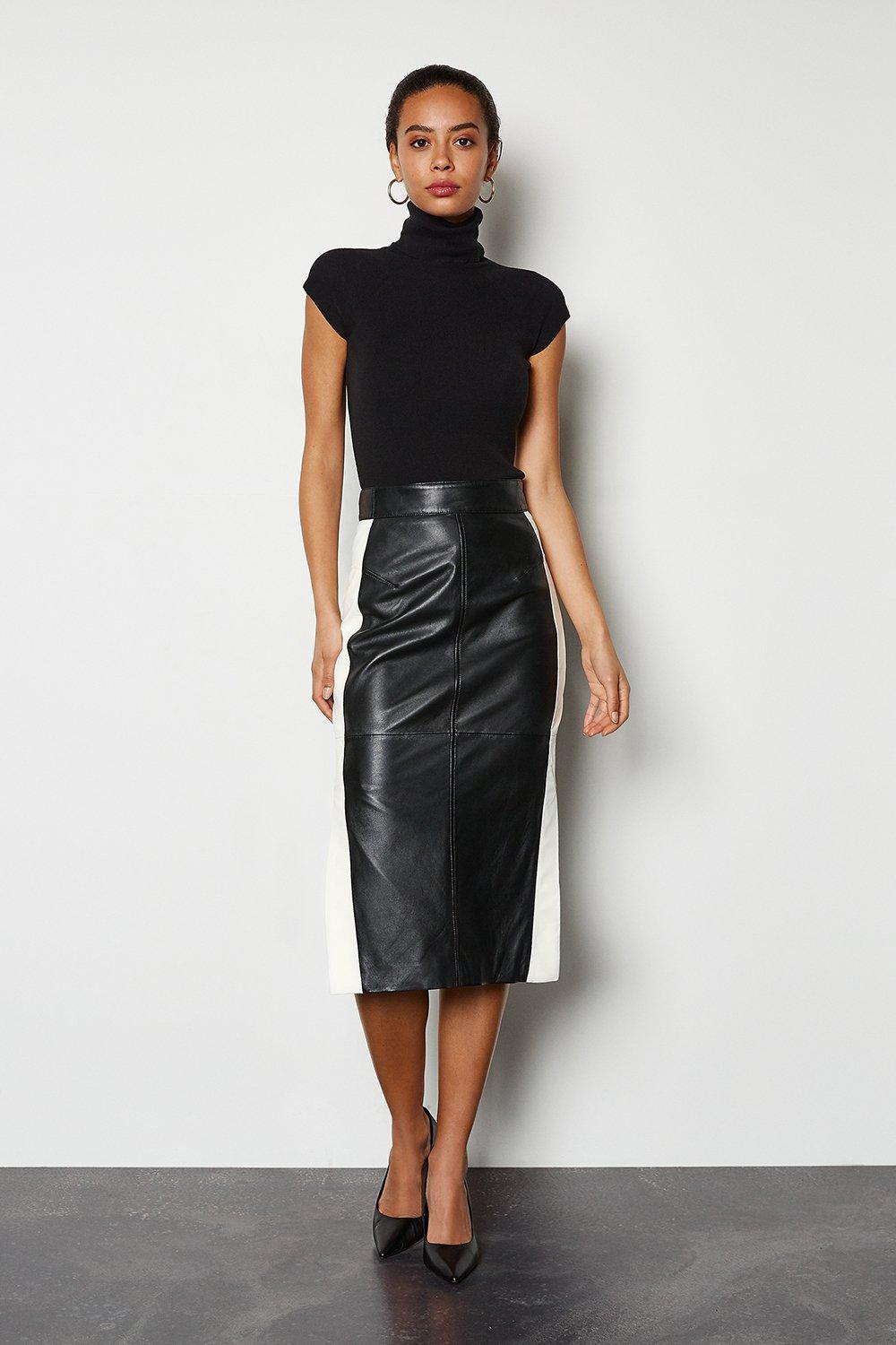 karen millen leather pencil skirt