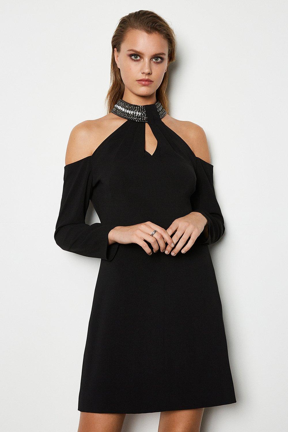 karen millen slashed neckline dress