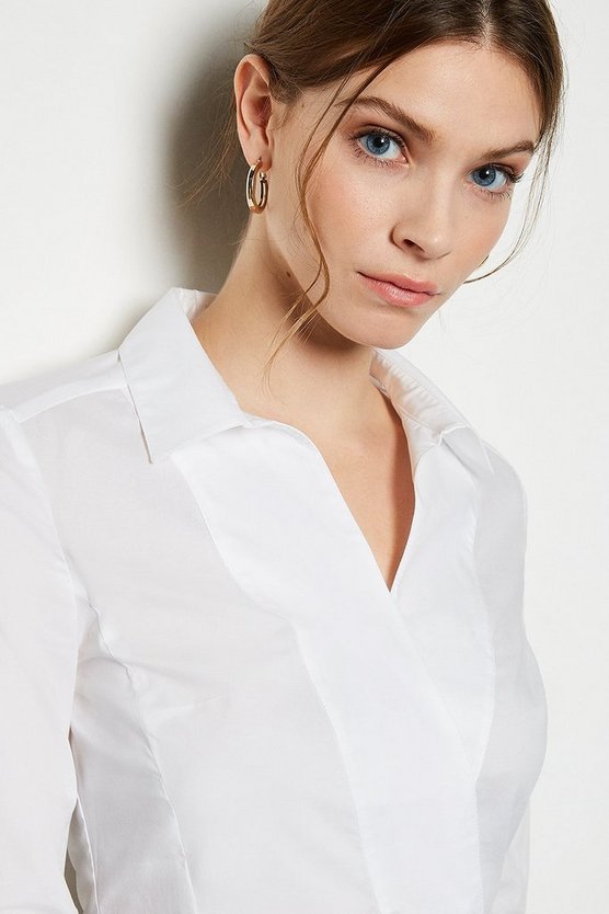 Tailored Wrap White Shirt | Karen Millen
