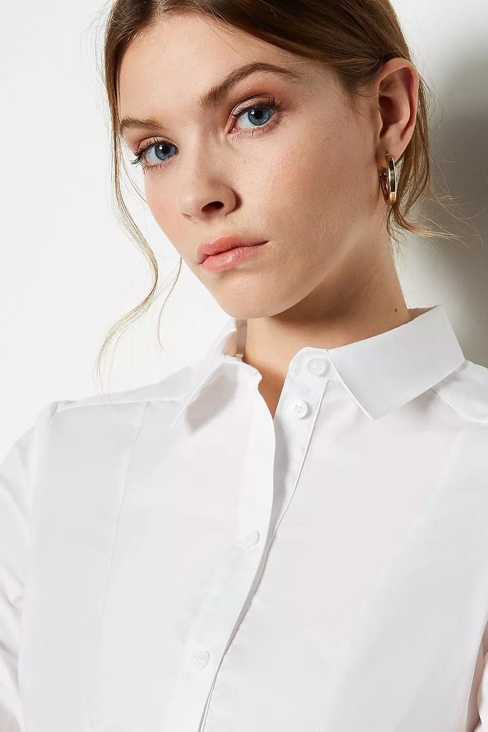 White Fitted Cotton Stretch Shirt