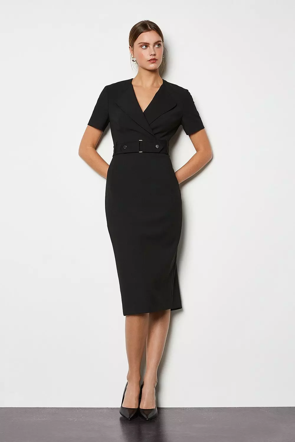 Karen millen v 2024 neck pencil dress