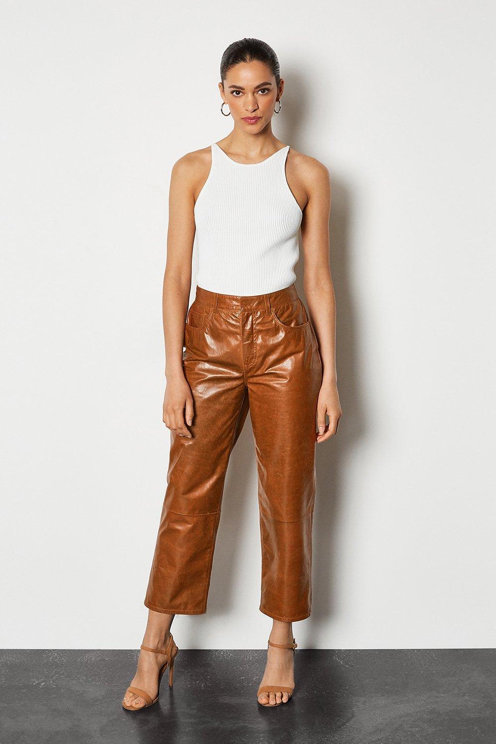 leather trousers brown