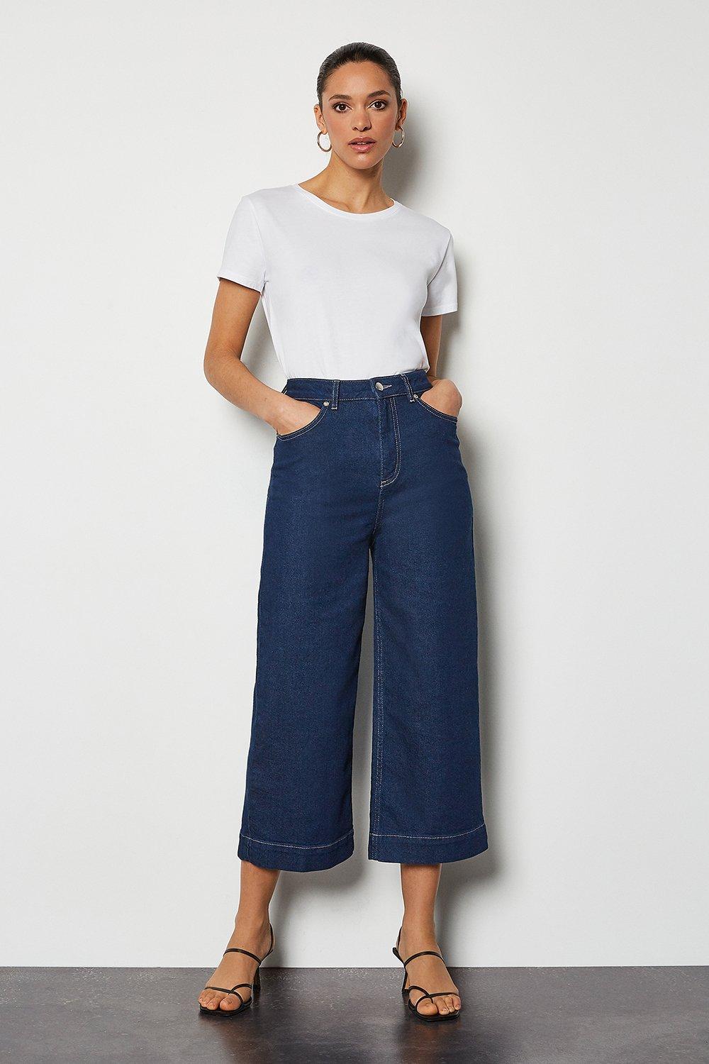 wide leg ankle jeans