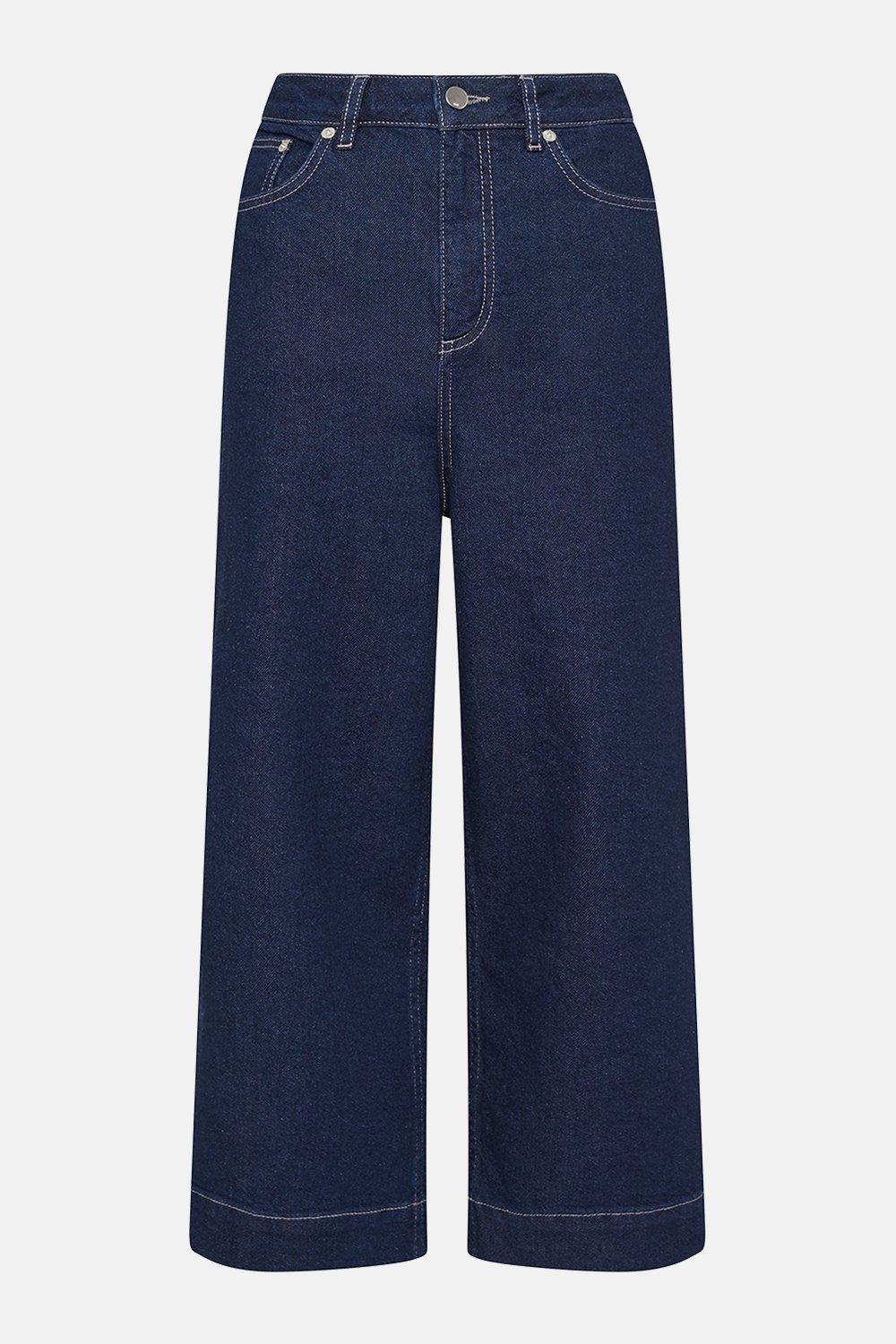 wide leg indigo jeans