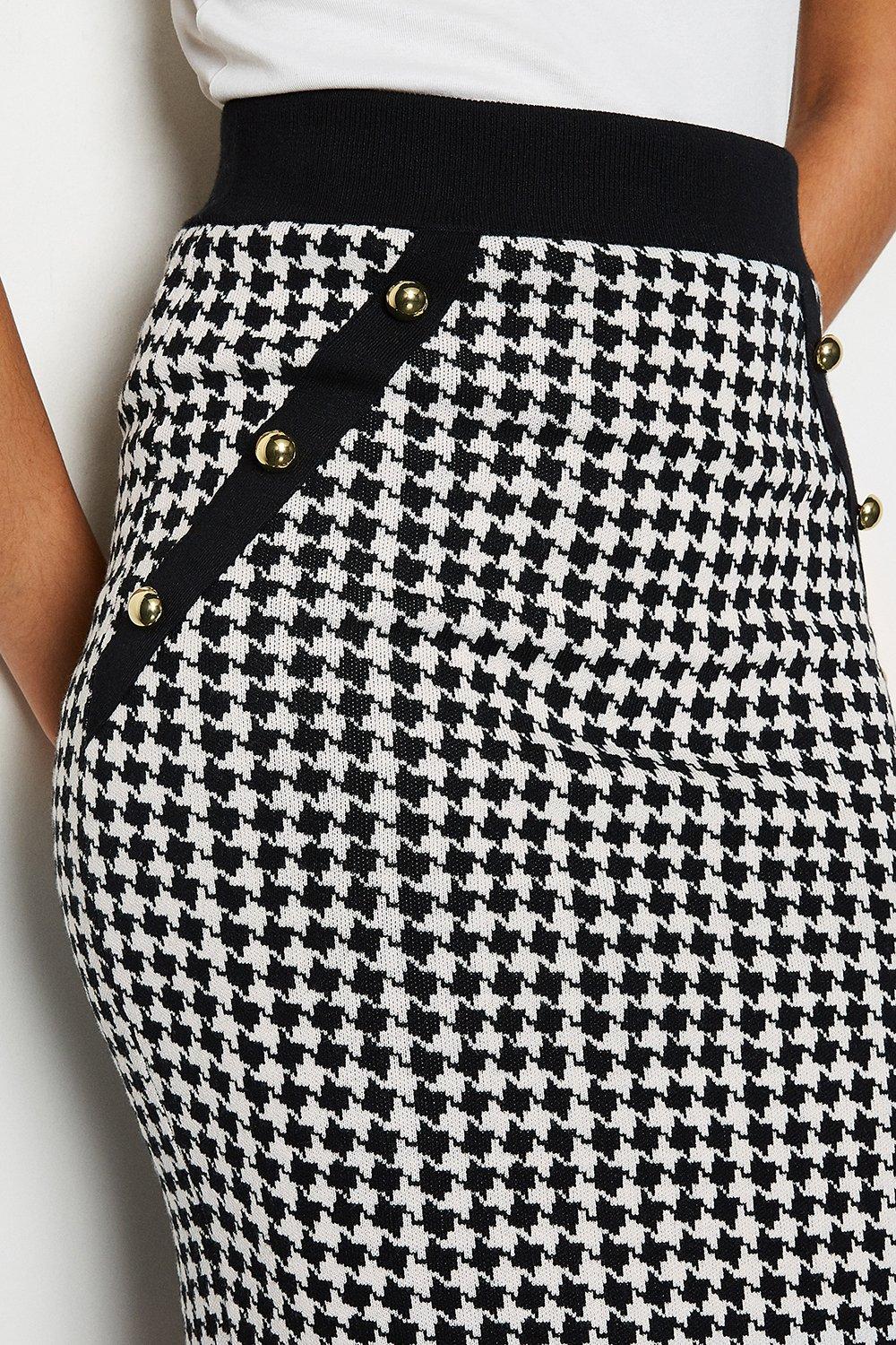 black and white dogtooth skirt