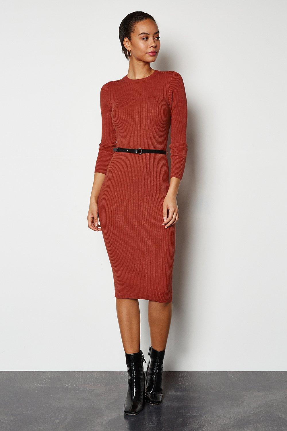 karen millen ribbed knit bodycon dress