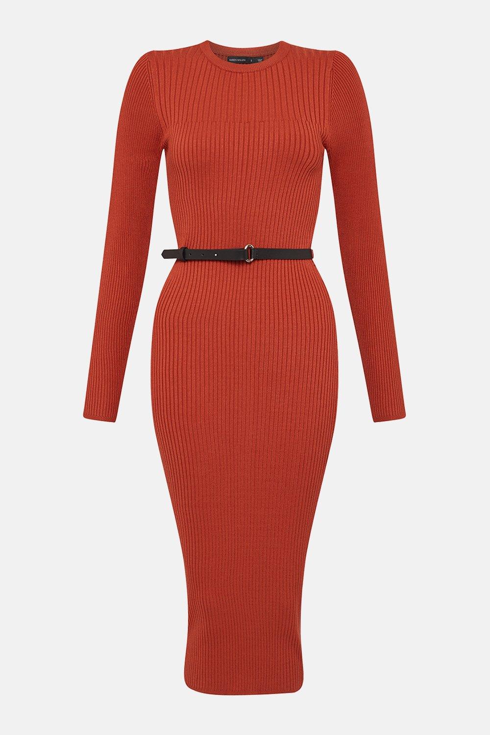 karen millen ribbed knit bodycon dress