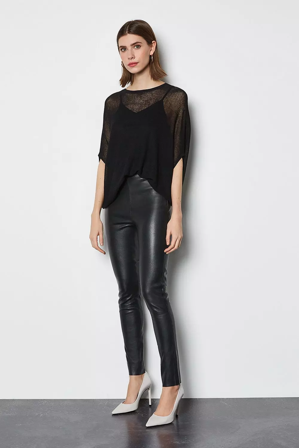 Leather Stretch Leggings in Black