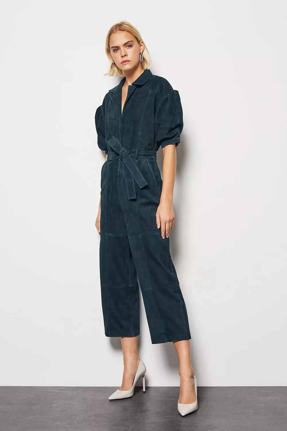 Blue sales suede jumpsuit