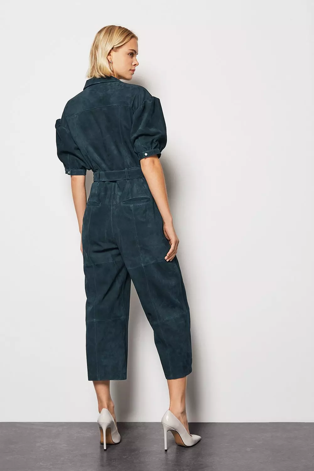 Blue sales suede jumpsuit