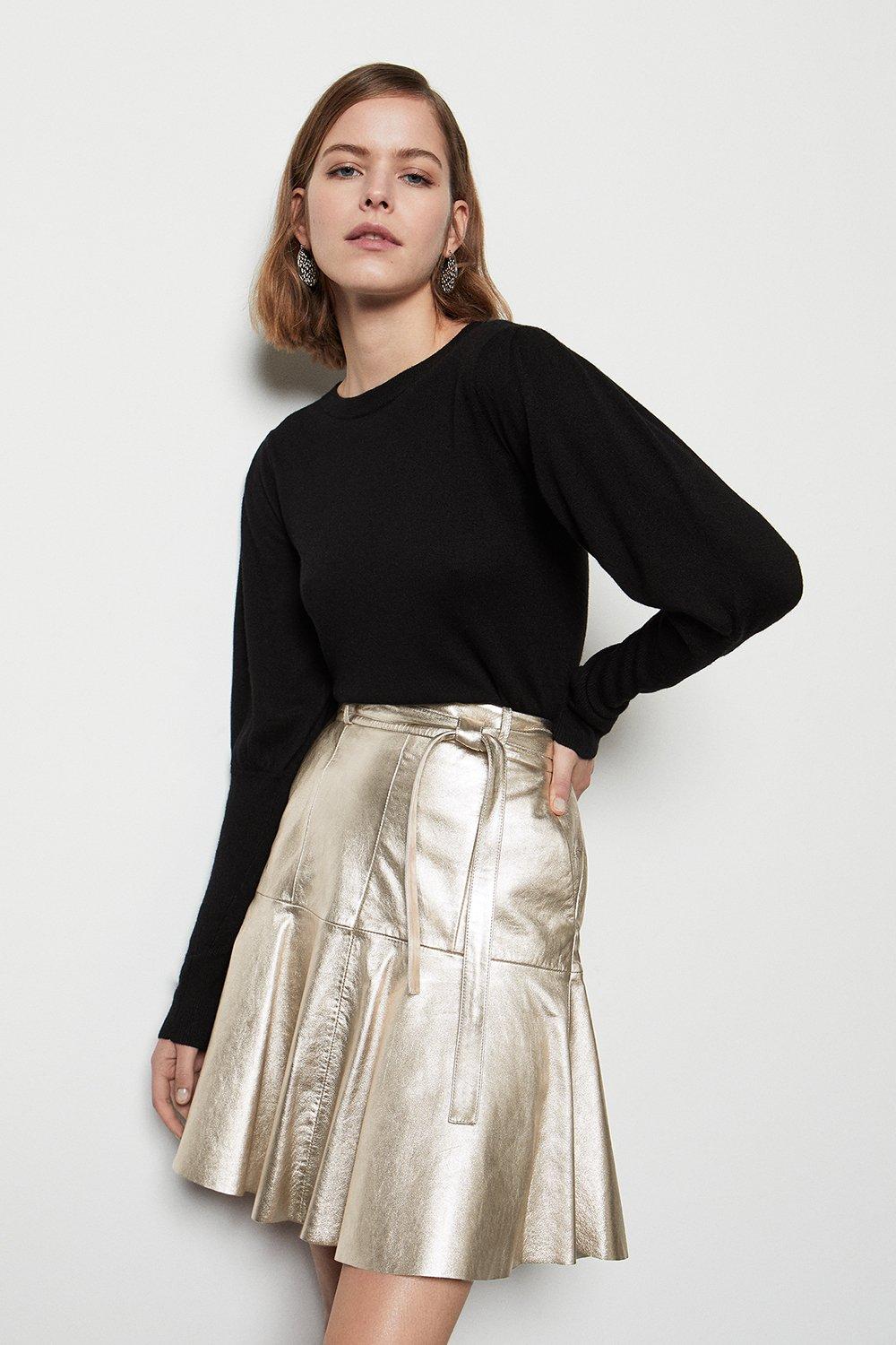 karen millen leather skirt