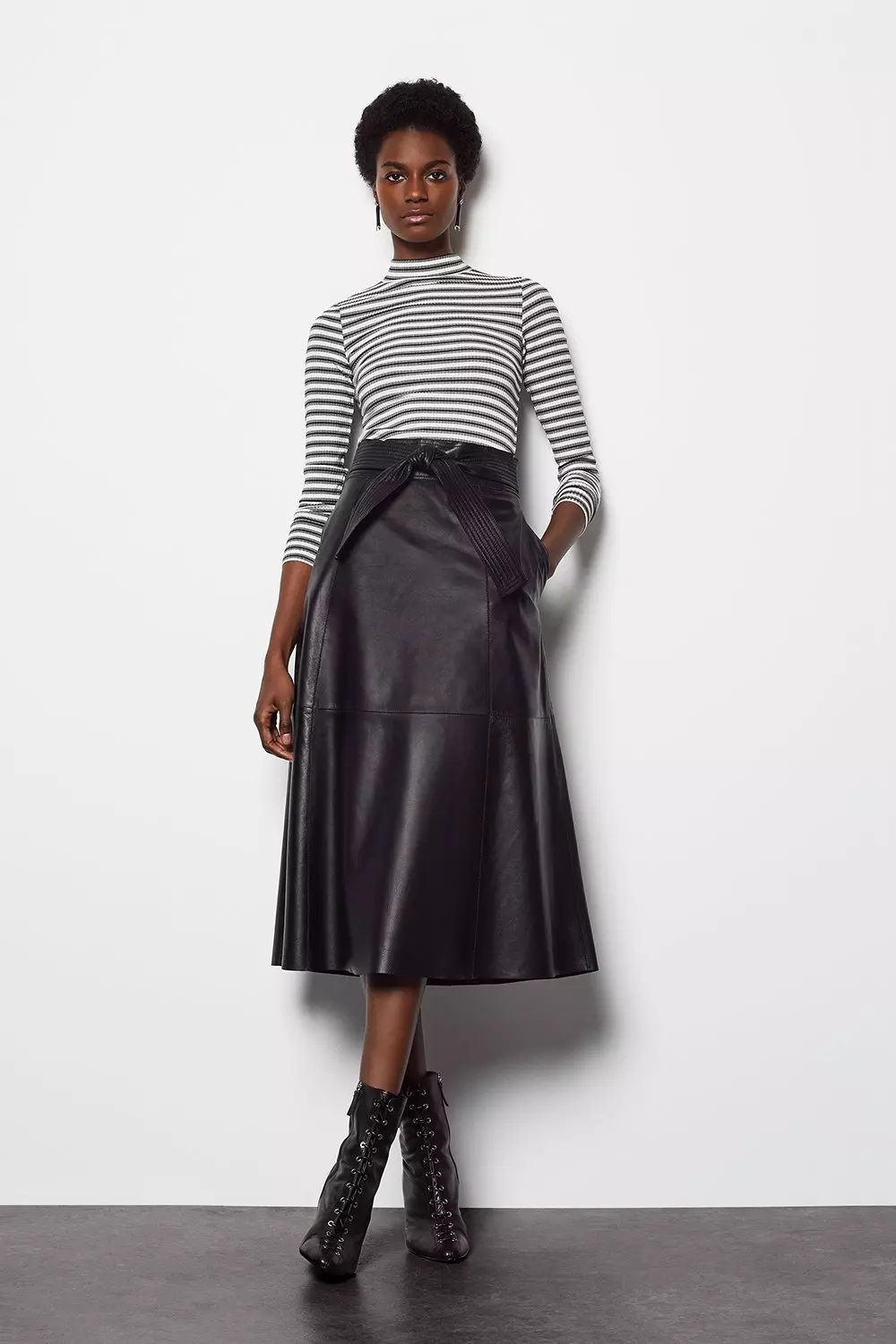 A-Line Sculpt-Her™ Skirt Black Faux Leather