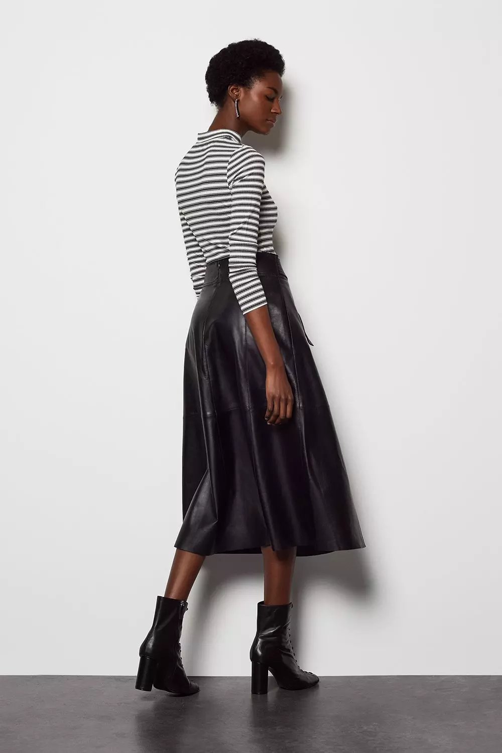 Karen millen outlet leather midi skirt