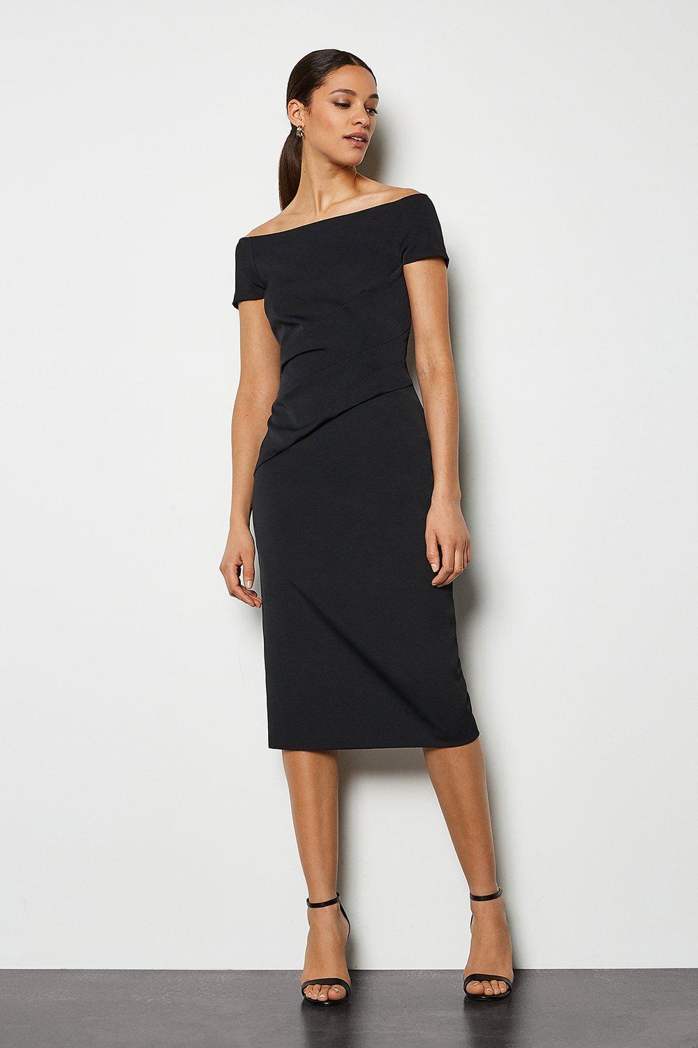 bardot ruched dress