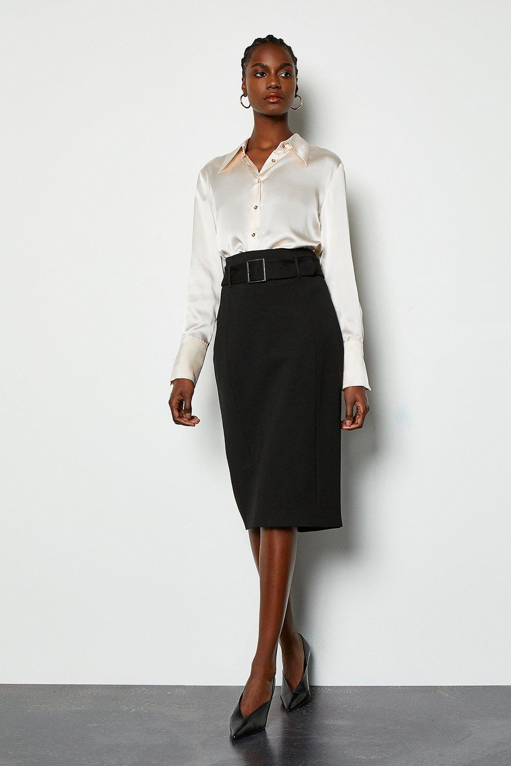 Ponte Belted Pencil Skirt | Karen Millen